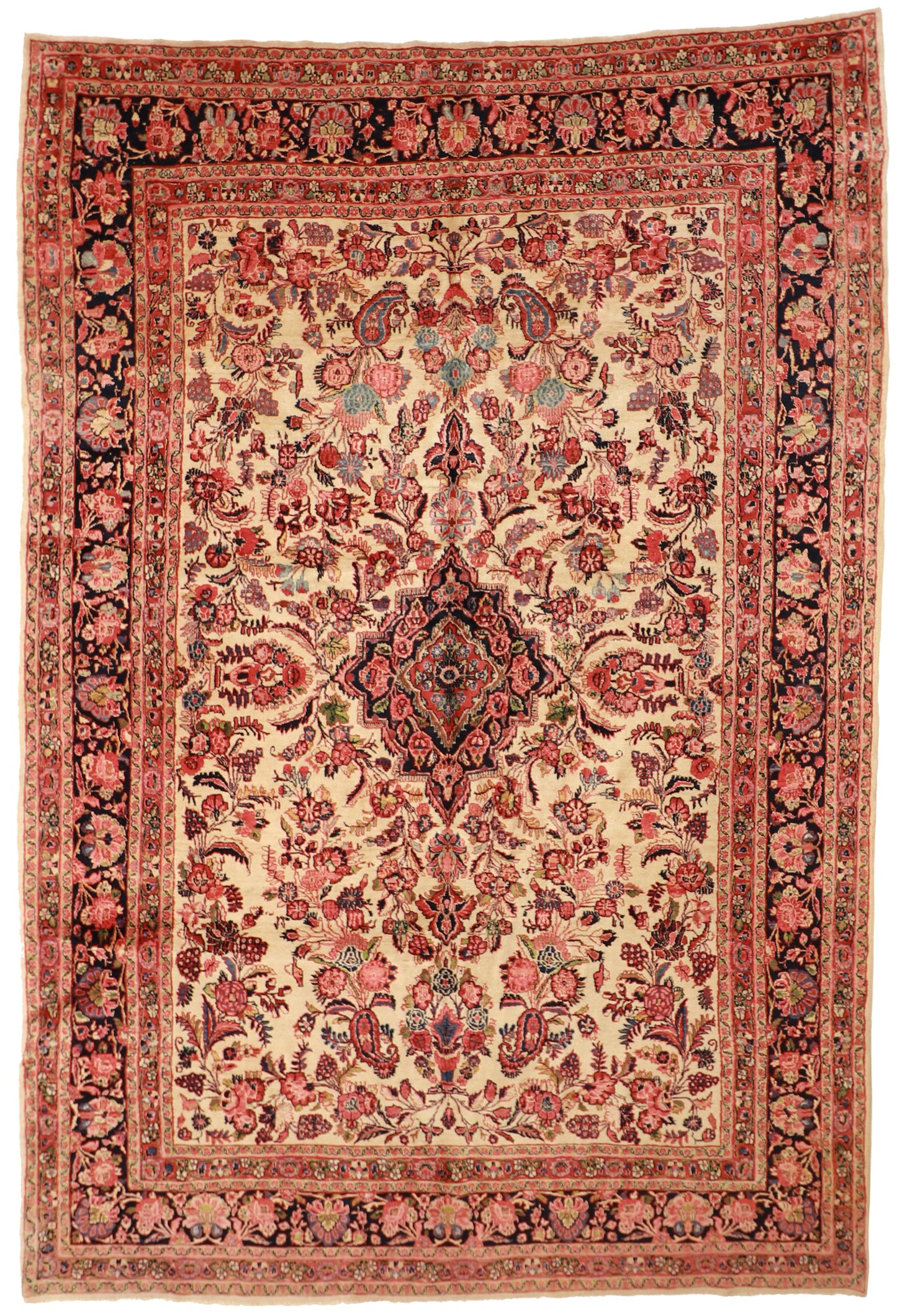 9x14 - Sarouk Fine/Wool Floral Rectangle - Hand Knotted Rug