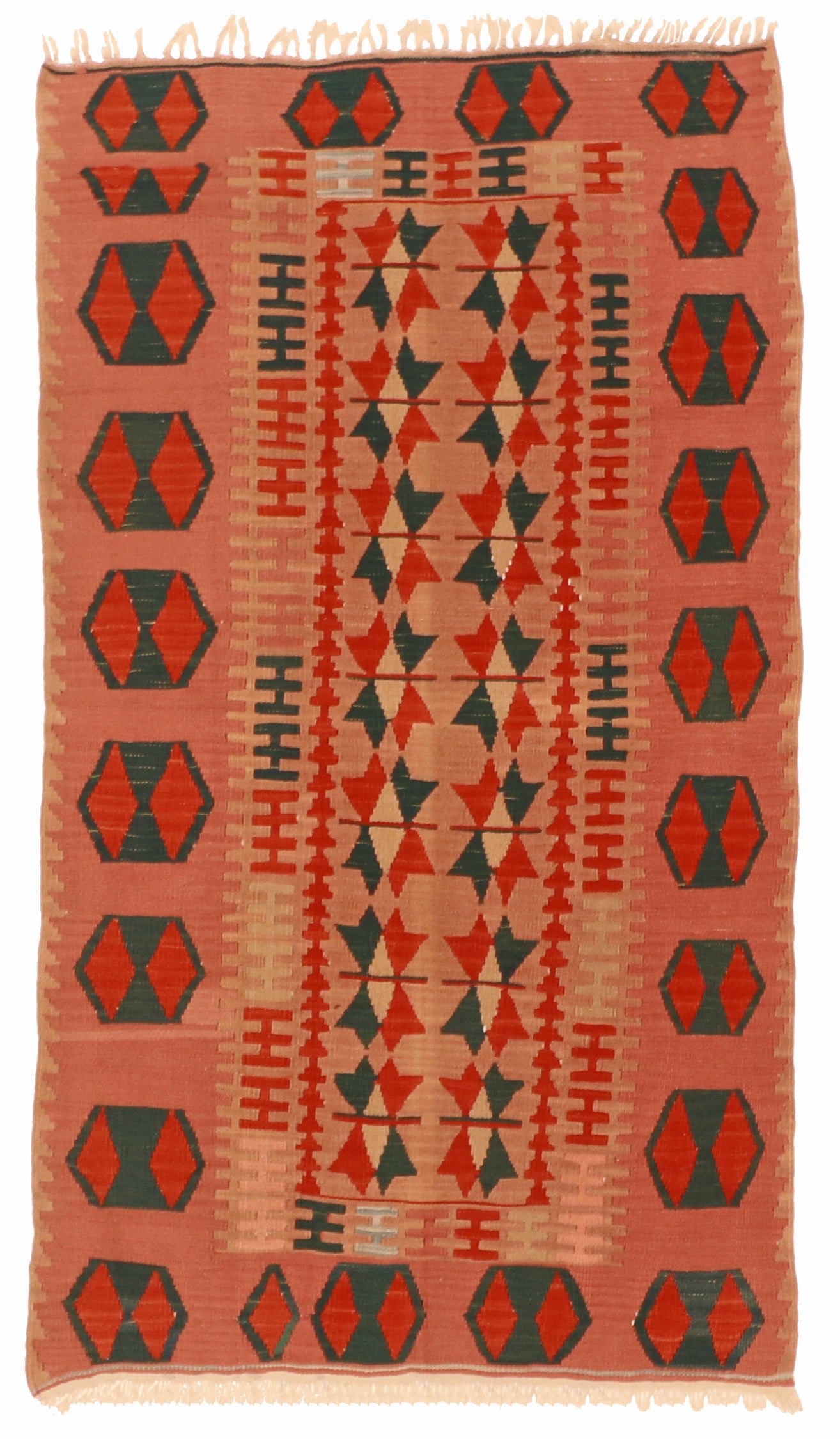 4x6 - Kilim Wool Geometric Rectangle - Hand Knotted Rug