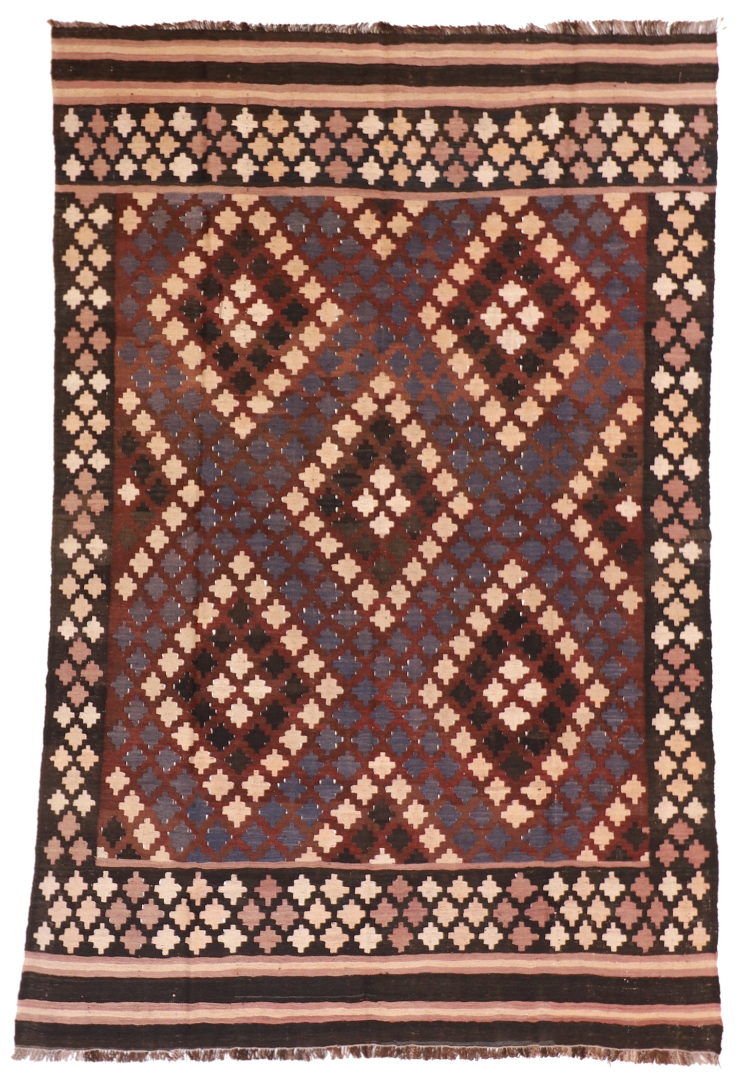 7x10 - Kilim Wool Geometric Rectangle - Hand Knotted Rug