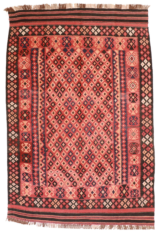 7x10 - Kilim Wool Geometric Rectangle - Hand Knotted Rug