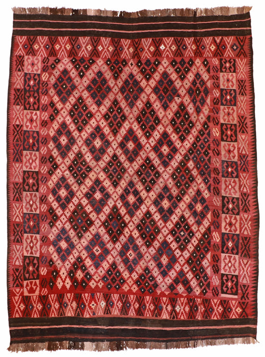 7x10 - Kilim Wool Geometric Rectangle - Hand Knotted Rug