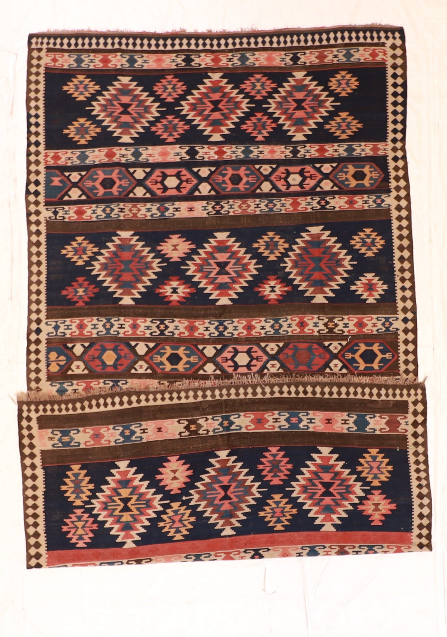 6.4x11.5 - Azerbaijan Kilim Wool Geometric Rectangle - Hand Knotted Rug