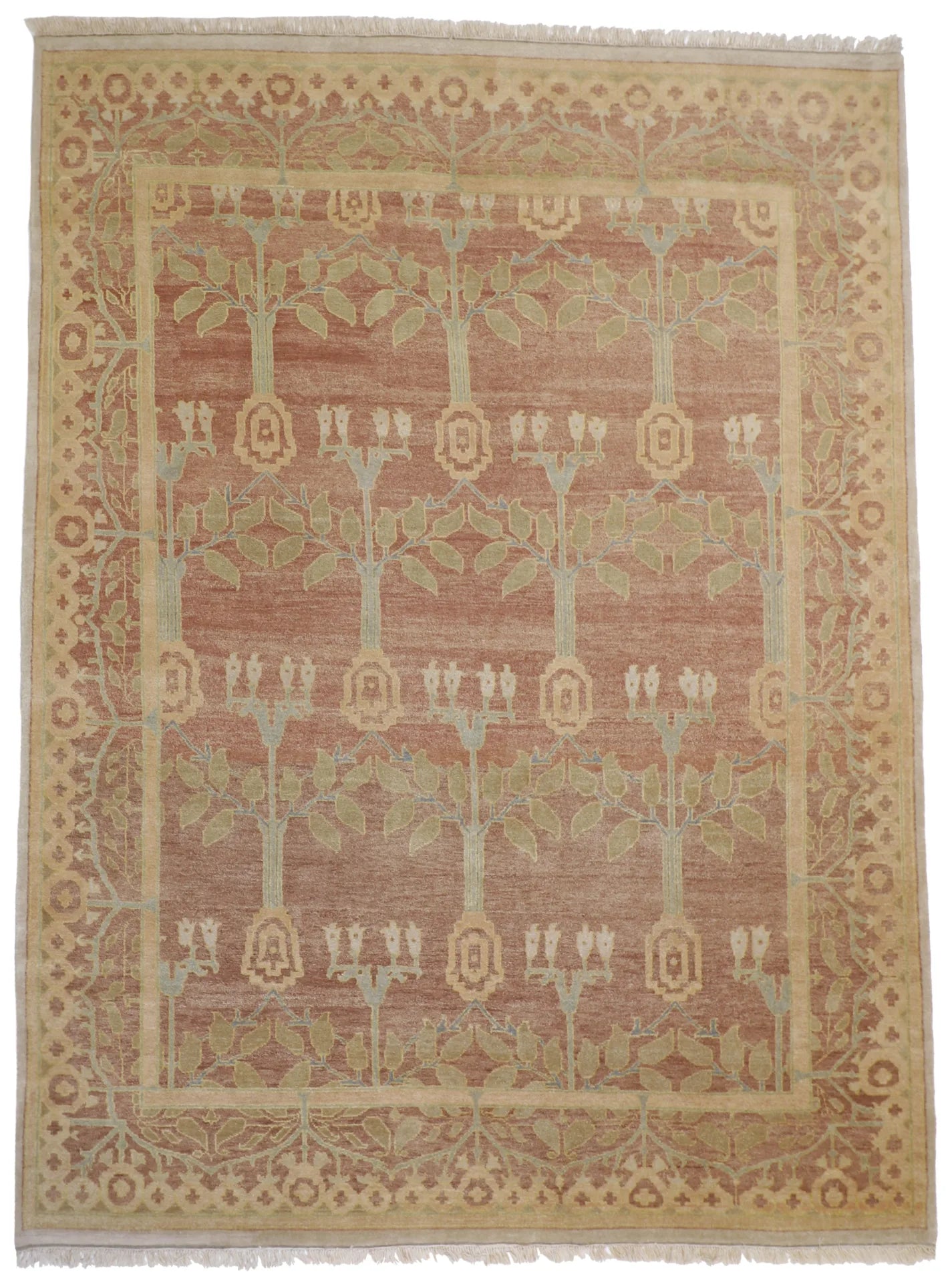 9x12 - Fine/Wool Floral Rectangle - Hand Knotted Rug