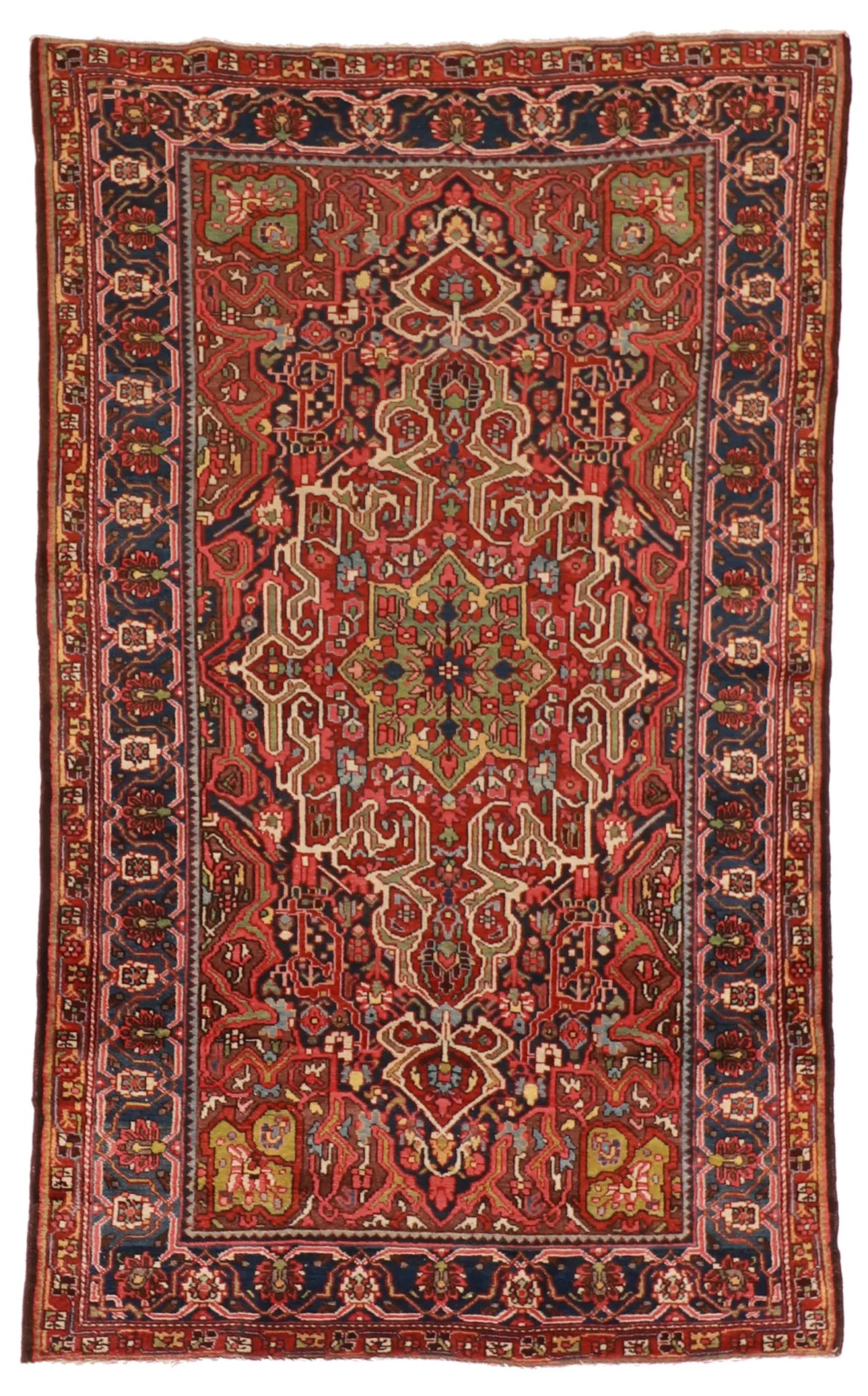 6x9 - Bakhtiarie Wool Geometric Rectangle - Hand Knotted Rug
