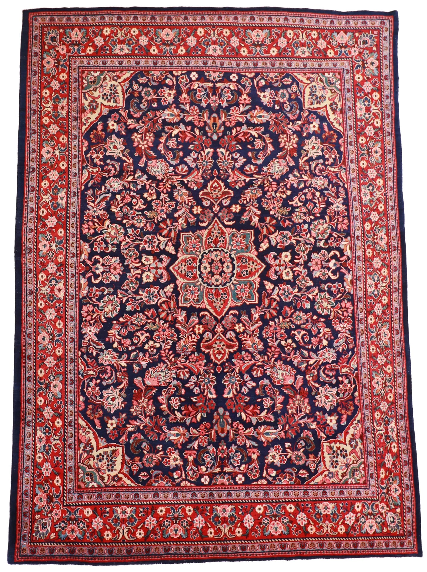 9 x12 - Mahal Silk Floral Rectangle - Hand Knotted Rug