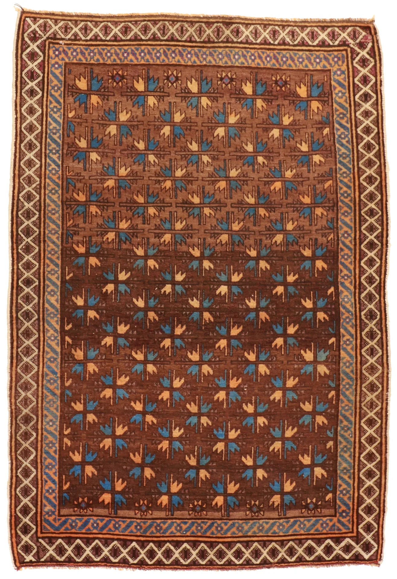 4.5x6.5 - Baluch Fine/Wool Geometric Rectangle - Hand Knotted Rug