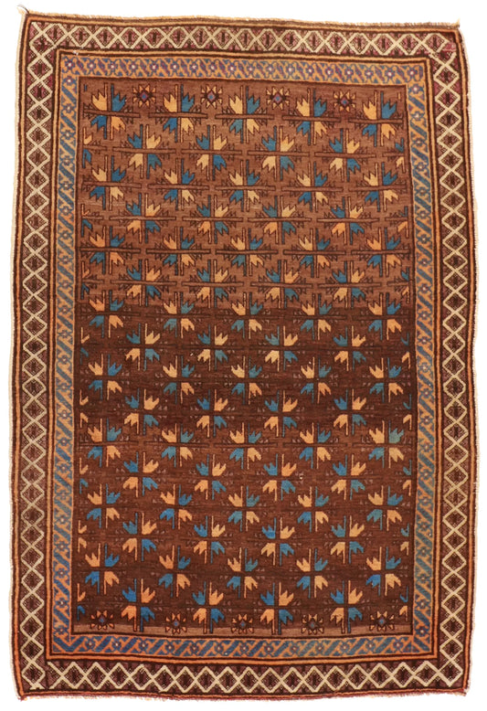 4x6 - Baluch Fine/Wool Geometric Rectangle - Hand Knotted Rug