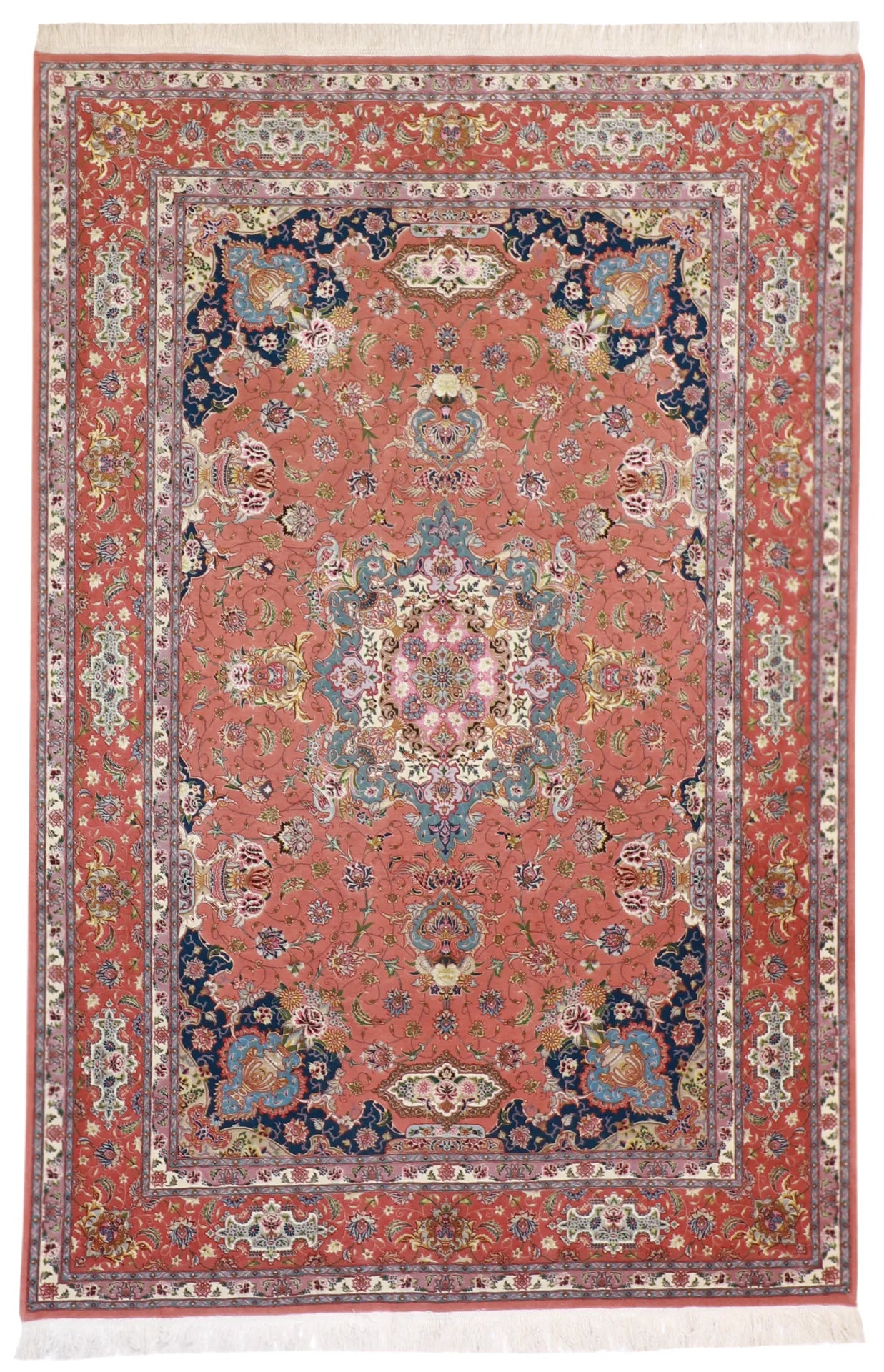 6x9 - Tabriz Fine/Silk All Over Rectangle - Hand Knotted Rug