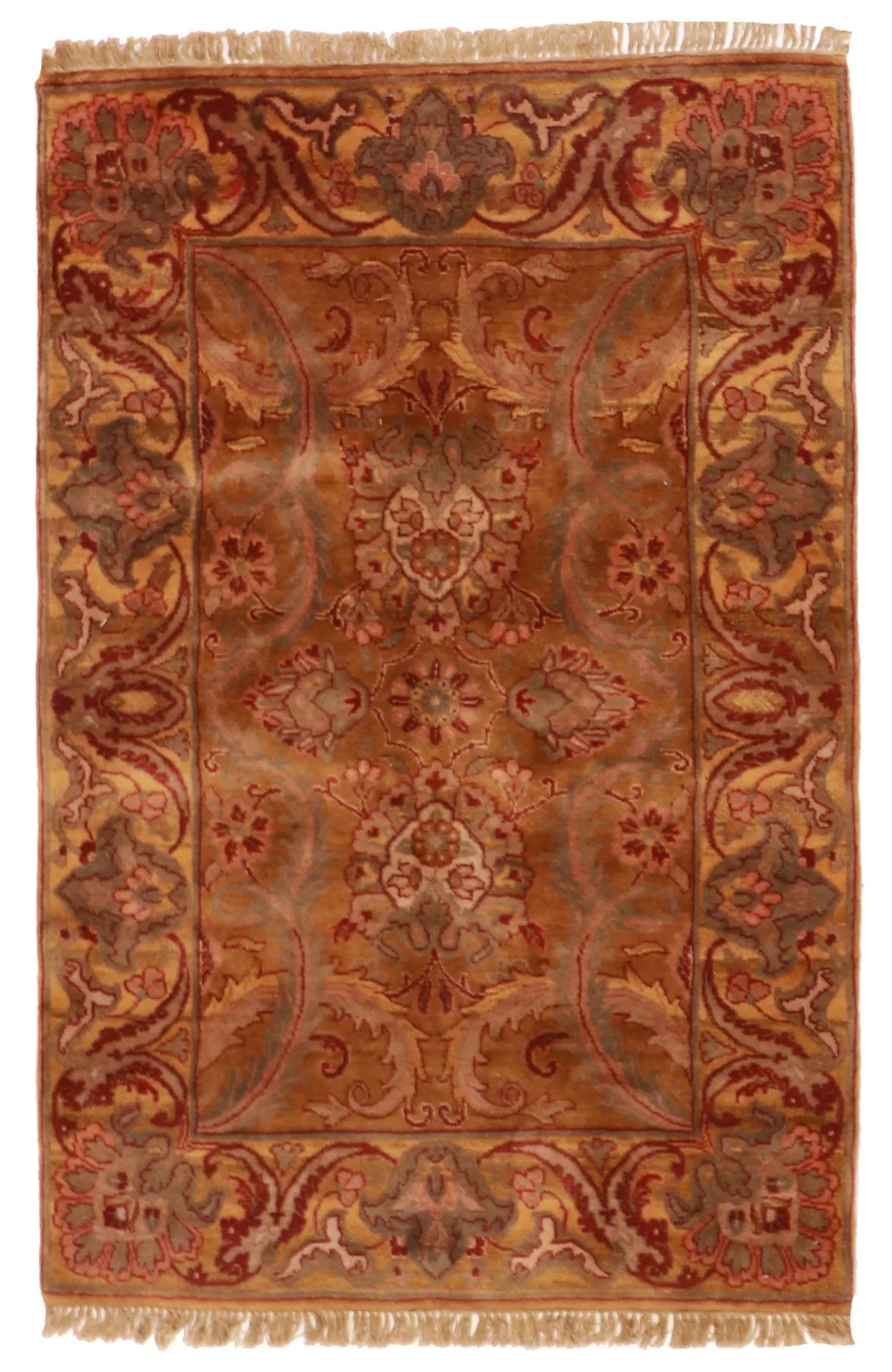 4.1x6.2 - Mahal Fine/Wool All Over Rectangle - Hand Knotted Rug