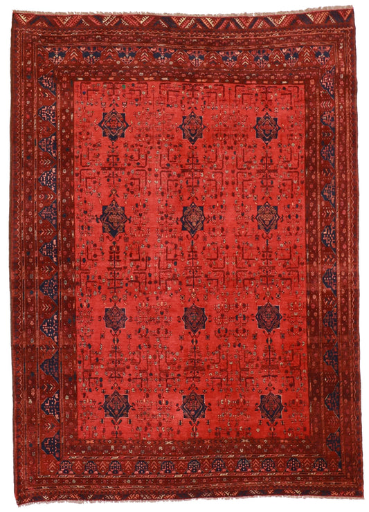 7x10 - Turkaman Wool Geometric Rectangle - Hand Knotted Rug