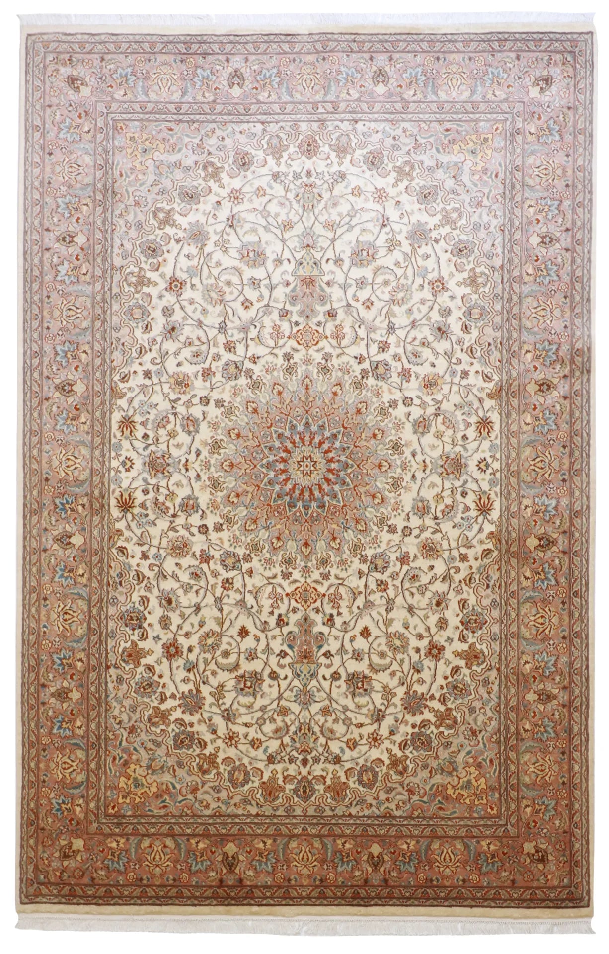 6x9 - Tabriz Wool Floral Rectangle - Hand Knotted Rug