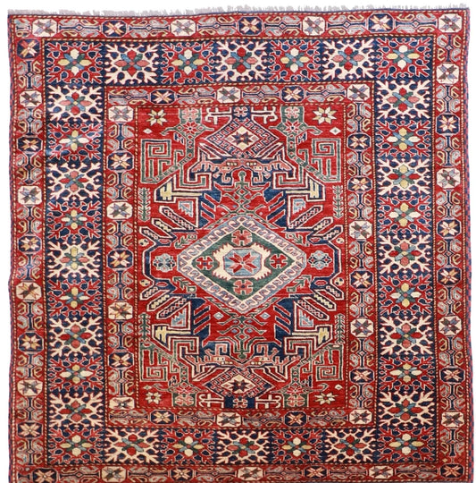 5x7 - Shirvan Wool Geometric Rectangle - Hand Knotted Rug