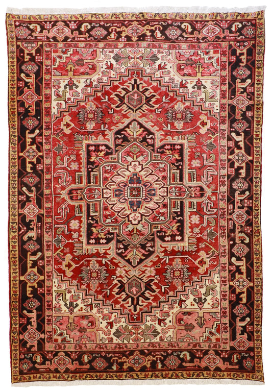 7x10 - Heriz Fine Geometric Rectangle - Hand Knotted Rug