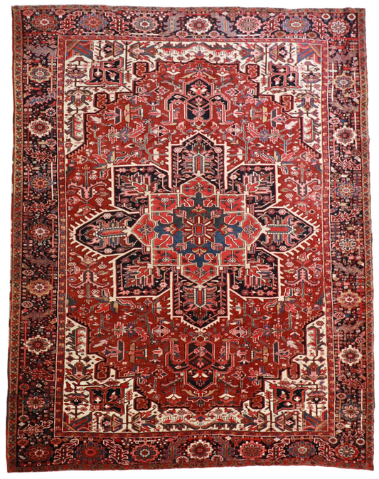 9 x12 - Heriz Silk Geometric Rectangle - Hand Knotted Rug