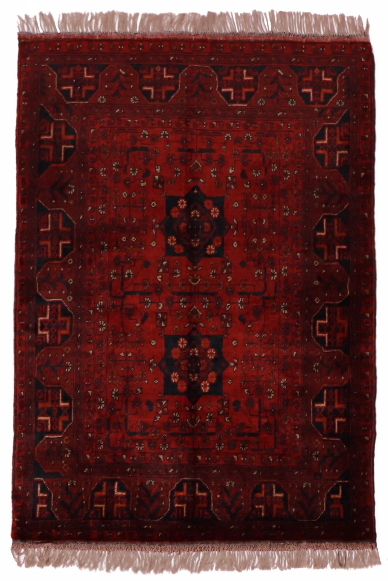 3.5x4.8 - Khan Mohamadie Fine Geometric Rectangle - Hand knotted Rug