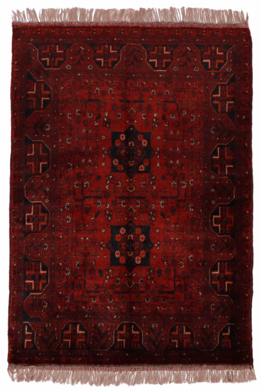 3x5 - Khan Mohamadie Fine Geometric Rectangle - Hand knotted Rug