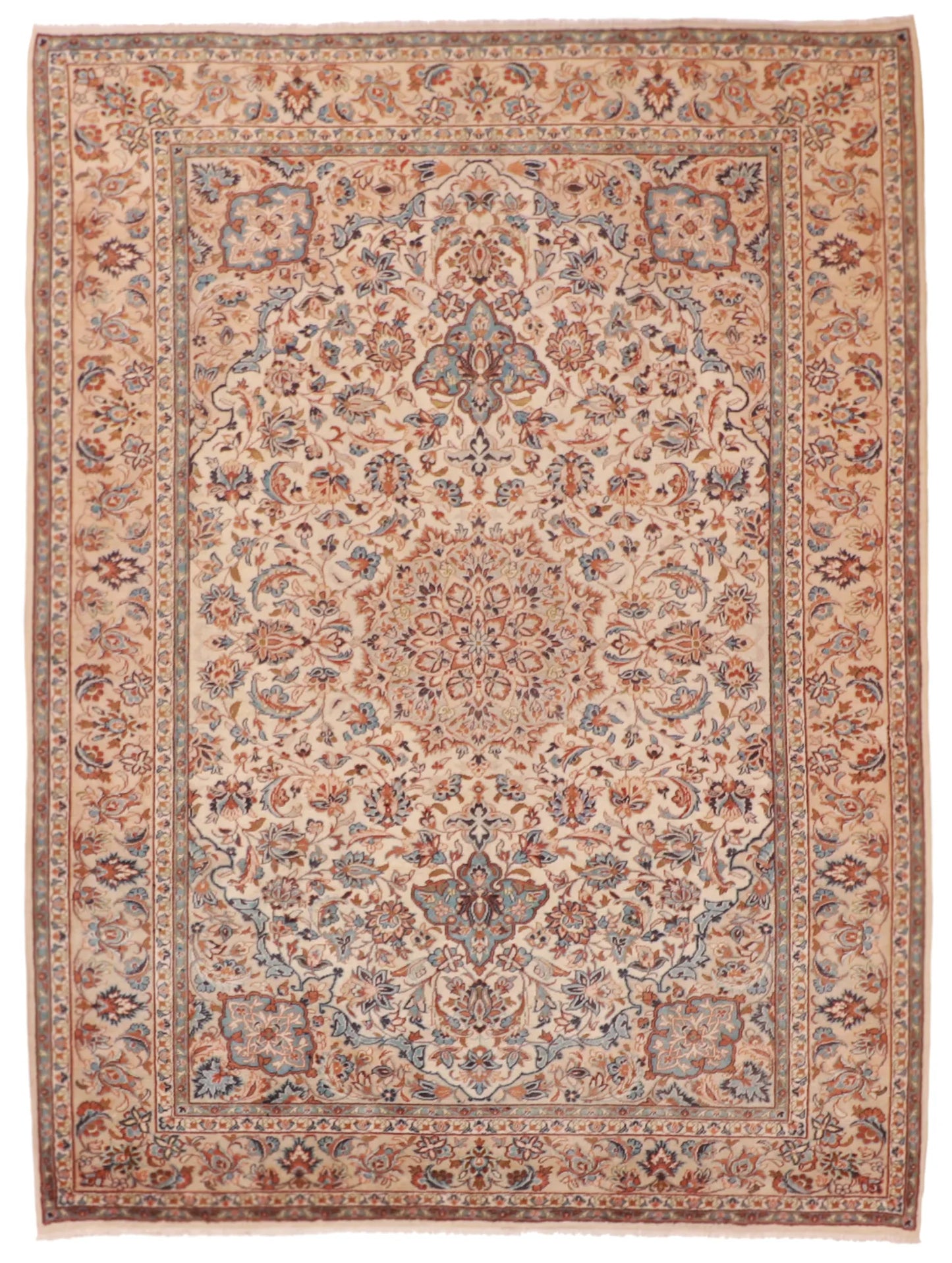 9x12 - Kashan Silk All Over Rectangle - Hand Knotted Rug