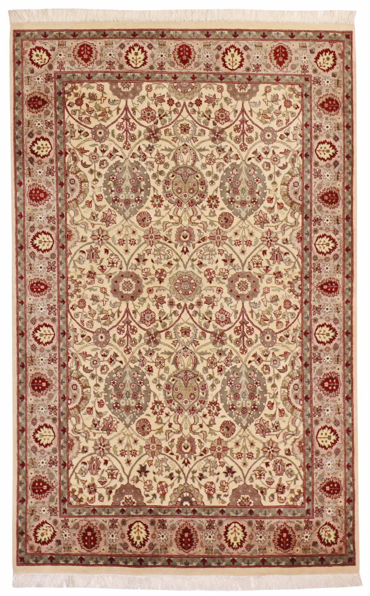 4x6 - Qum Fine Floral Rectangle - Hand Knotted Rug