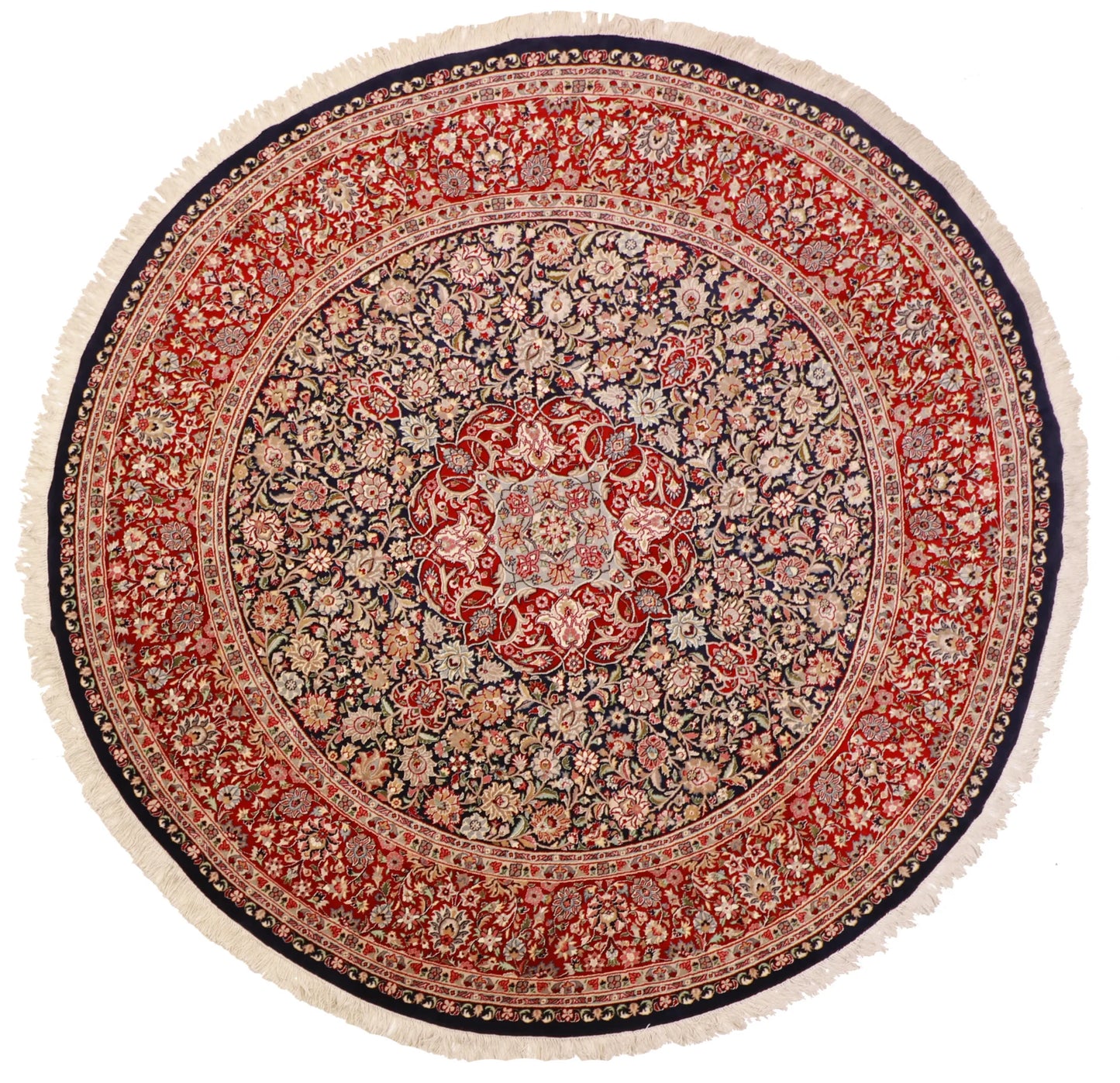 8x10 - Kashan Fine Floral Round - Hand Knotted Rug