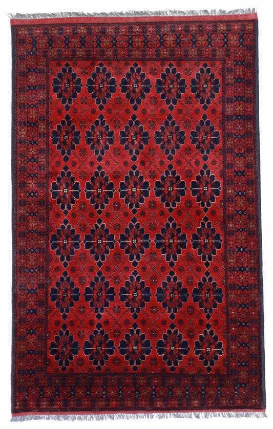 4x6 - Khan Wool Geometric Rectangle - Hand Knotted Rug