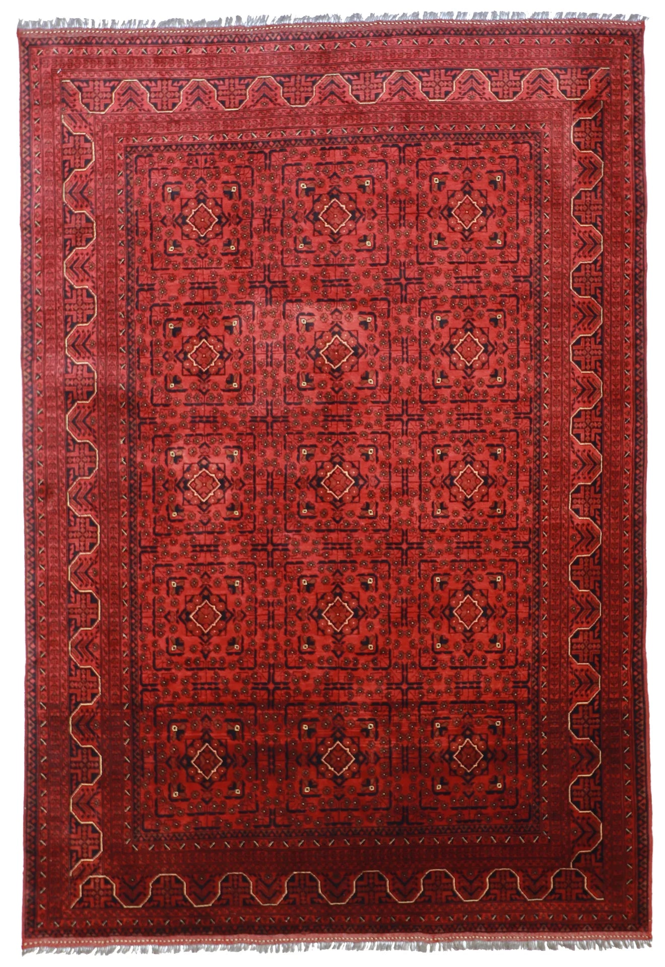 7x10 - Turkaman Wool Geometric Rectangle - Hand Knotted Rug