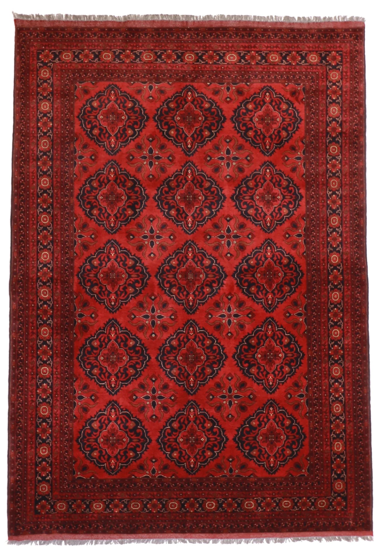 6x9 - Kazak Wool Geometric Rectangle - Hand Knotted Rug