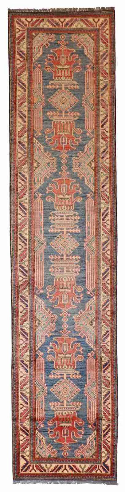 Runner - Karajeh Fine Geometric Rectangle - Hand Knotted Rug