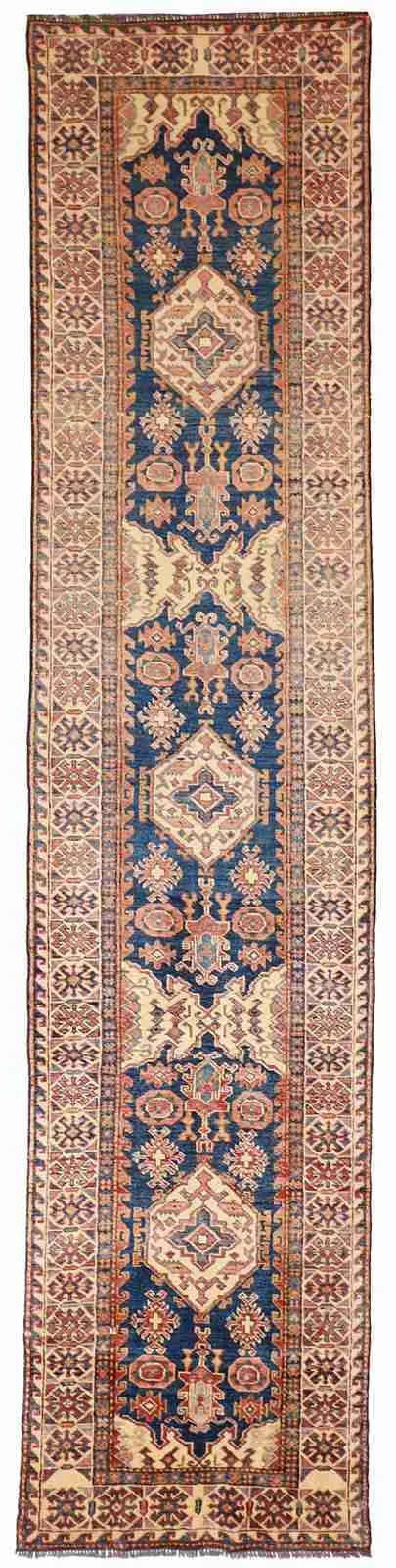 Runner - Karajeh Fine Geometric Rectangle - Hand Knotted Rug