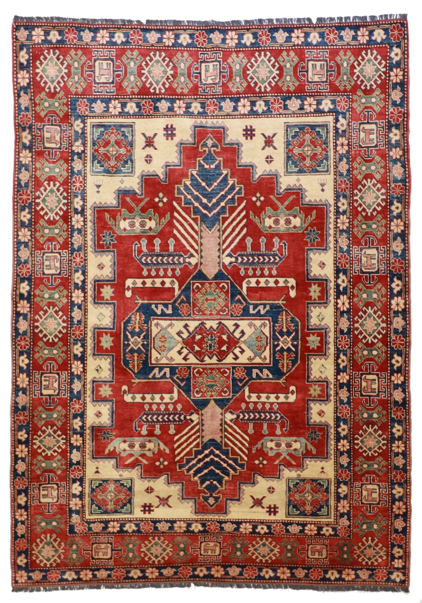 6x9 - Serapie Wool Geometric Rectangle - Hand Knotted Rug