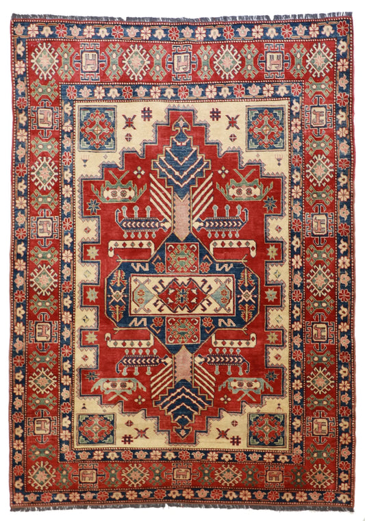 6x9 - Serapie Wool Geometric Rectangle - Hand Knotted Rug