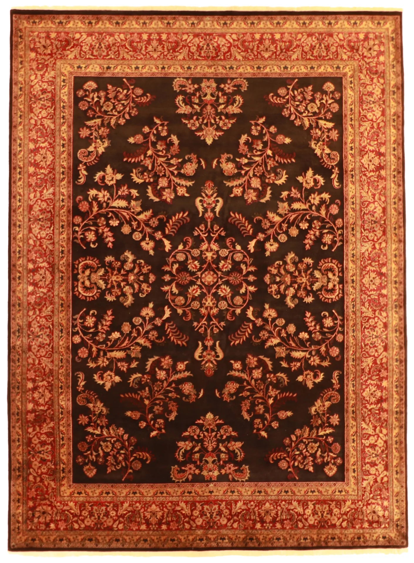 9x12 - Sarouk Fine All Over Rectangle - Hand Knotted Rug