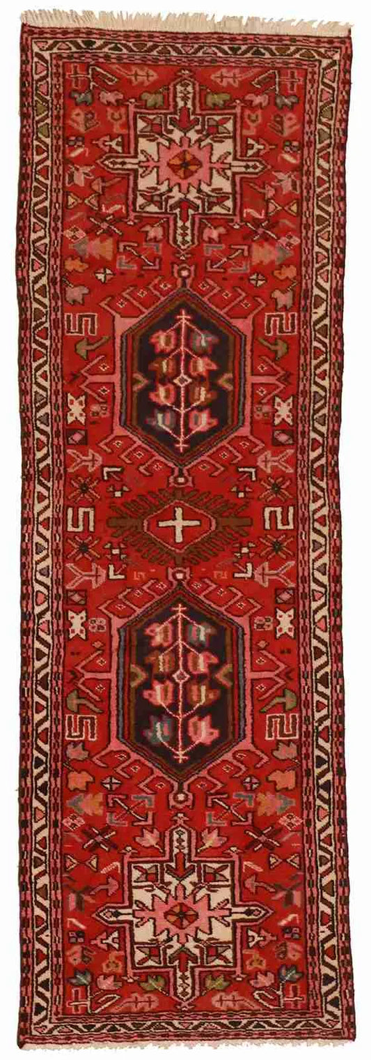 Runner - Karajeh Fine Geometric Rectangle - Hand Knotted Rug