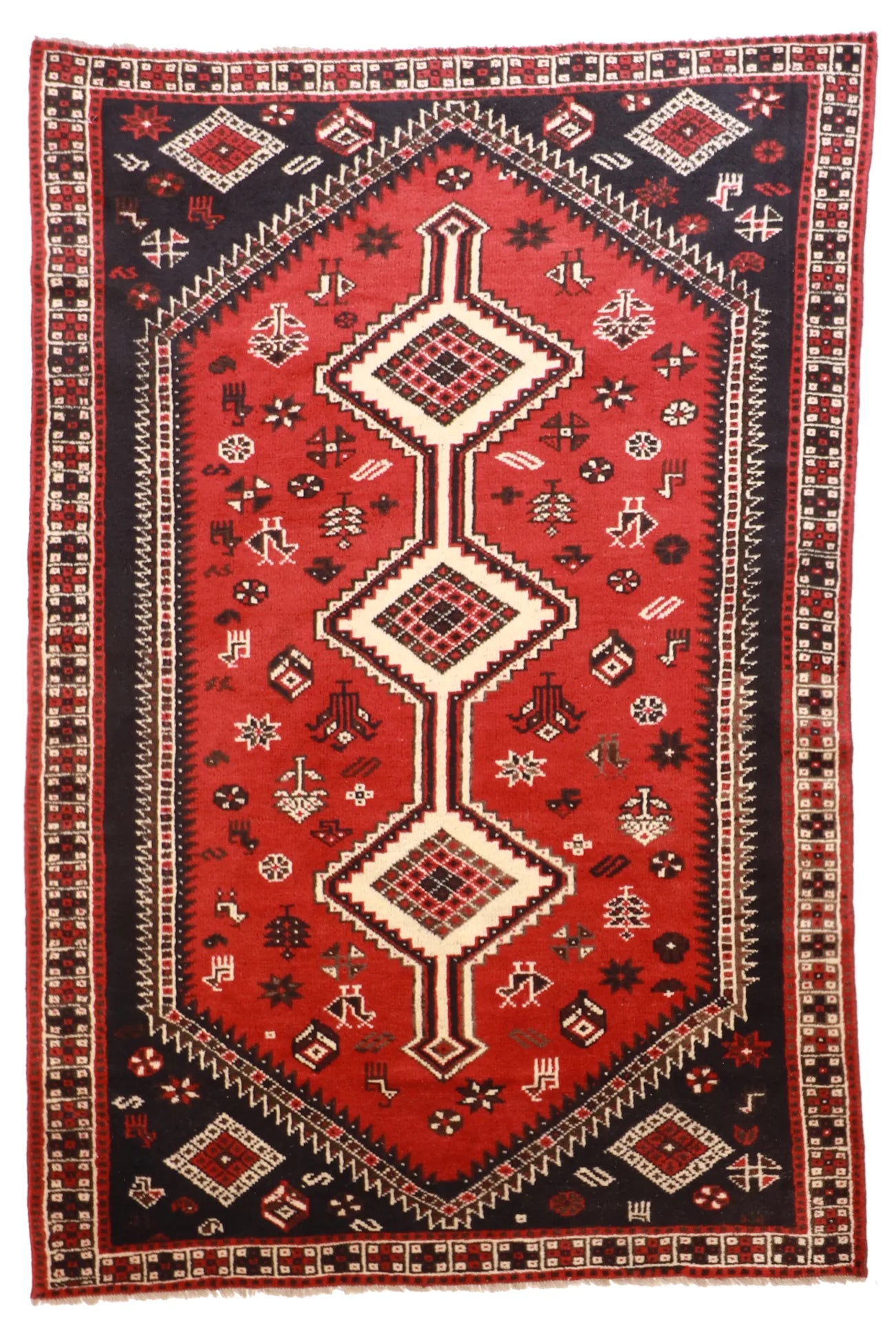 6x9 - Gashgai Wool Geometric Rectangle - Hand Knotted Rug