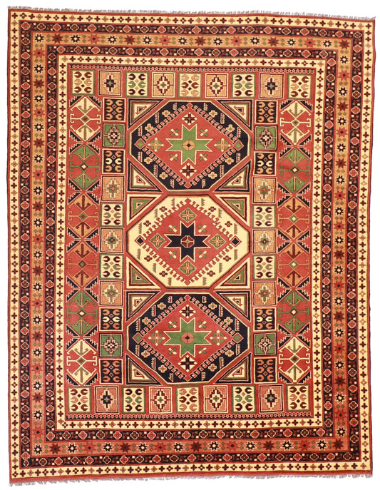 8x10 - Jozan Fine/Wool Geometric Rectangle - Hand Knotted Rug