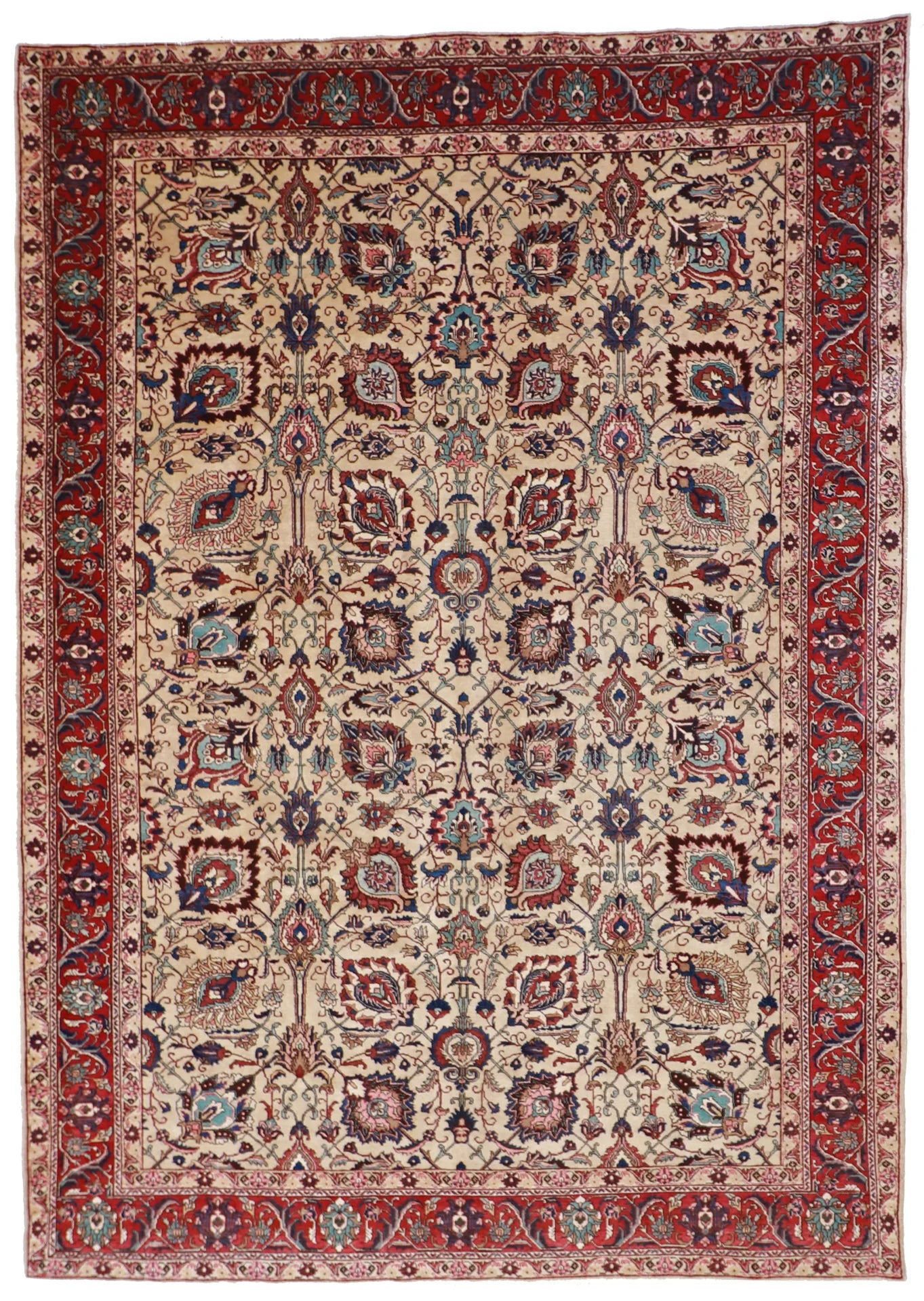 9 x12 - Tabriz Wool All Over Rectangle - Hand Knotted Rug