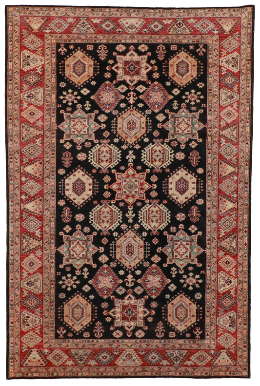 7x10 - Kazak Wool Geometric Rectangle - Hand Knotted Rug