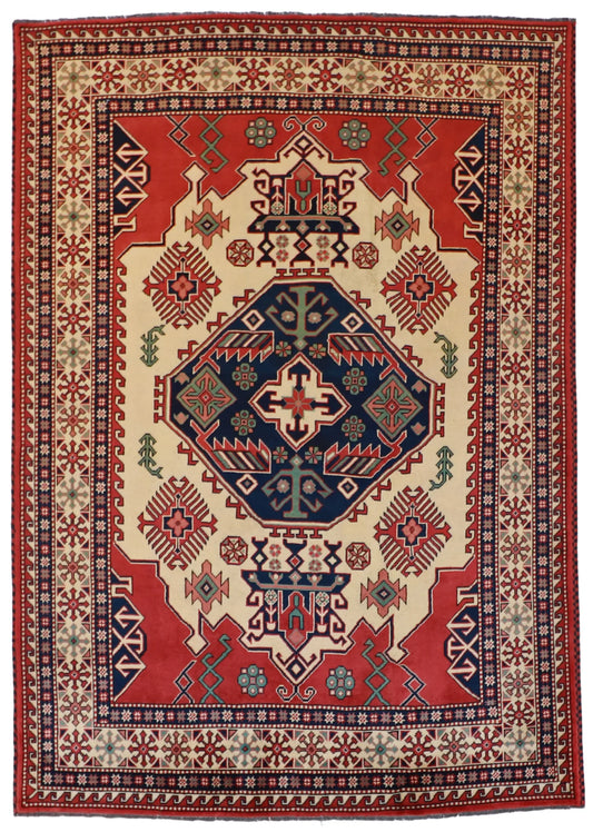 5x7 - Kurdish Fine/Wool Geometric Rectangle - Hand Knotted Rug