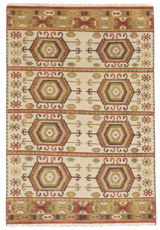 4x6 - Navajo Fine Geometric Rectangle - Hand Knotted Rug