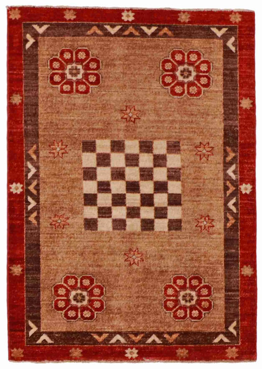 3x5 - Modern Fine/Wool Geometric Rectangle - Hand Knotted Rug