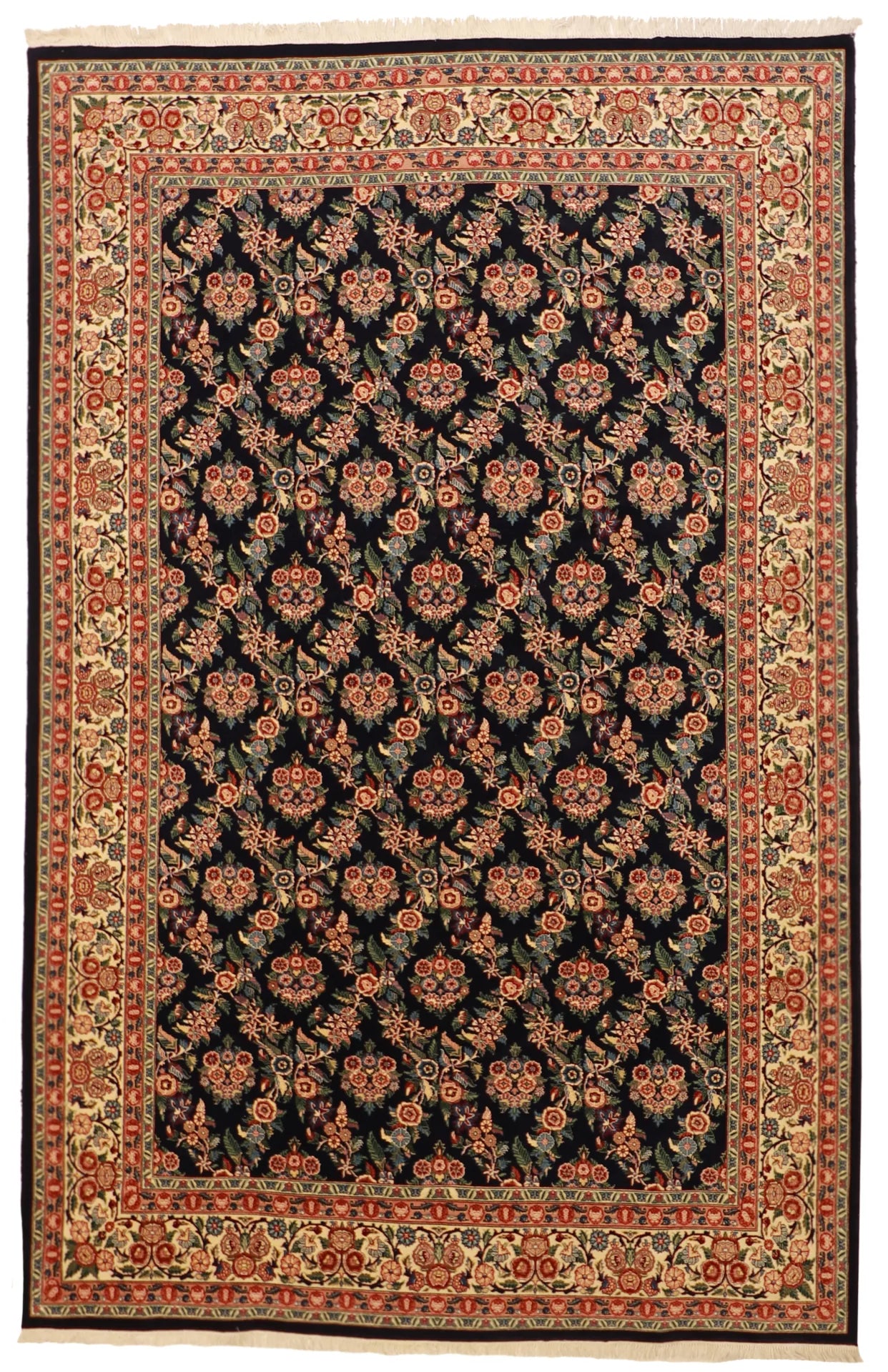 6x9 - Golfrangie Silk/Wool Floral Rectangle - Hand Knotted Rug