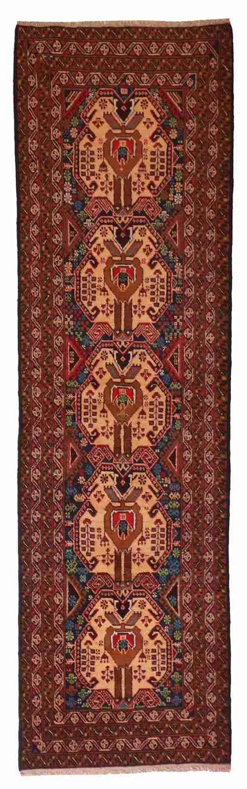 Runner - Baluch Fine Geometric Rectangle - Hand Knotted Rug
