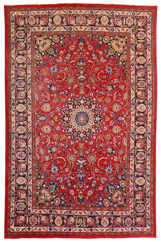 7x10 - Mashad Wool Floral Rectangle - Hand Knotted Rug