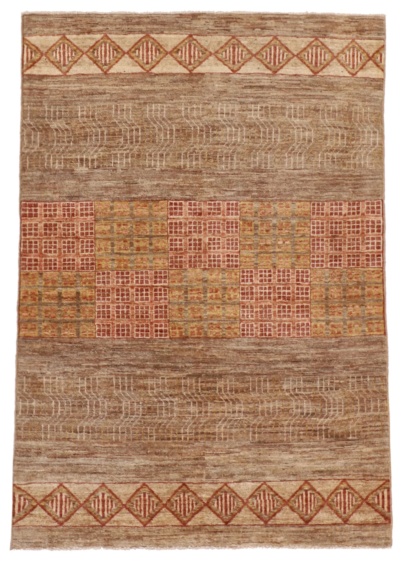 3.9x5.6 - Modern Fine/Wool All Over Rectangle - Hand Knotted Rug