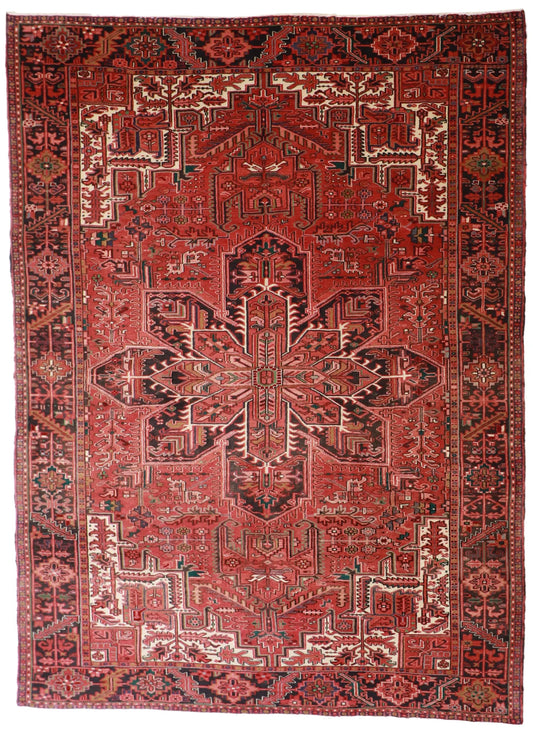 9 x12 - Heriz Wool Geometric Rectangle - Hand Knotted Rug