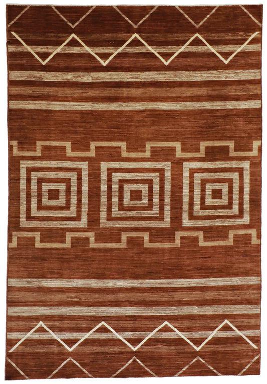 6x9 - Modern Wool All Over Rectangle - Hand Knotted Rug