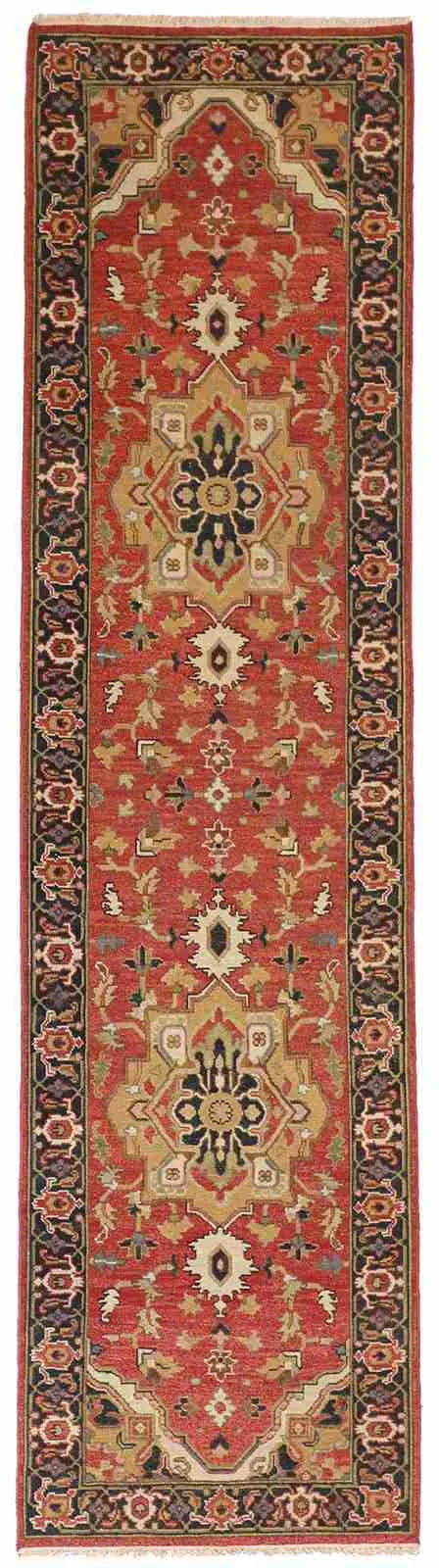 Runner - Heriz Fine Geometric Rectangle - Hand Knotted Rug