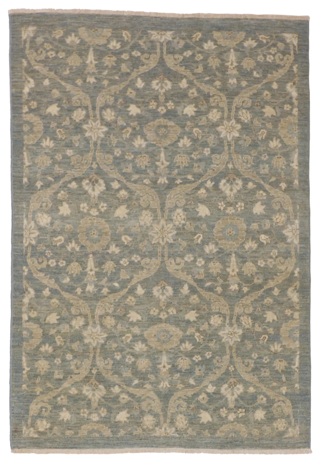 4.2x6 - Mahal Fine/Wool All Over Rectangle - Hand Knotted Rug