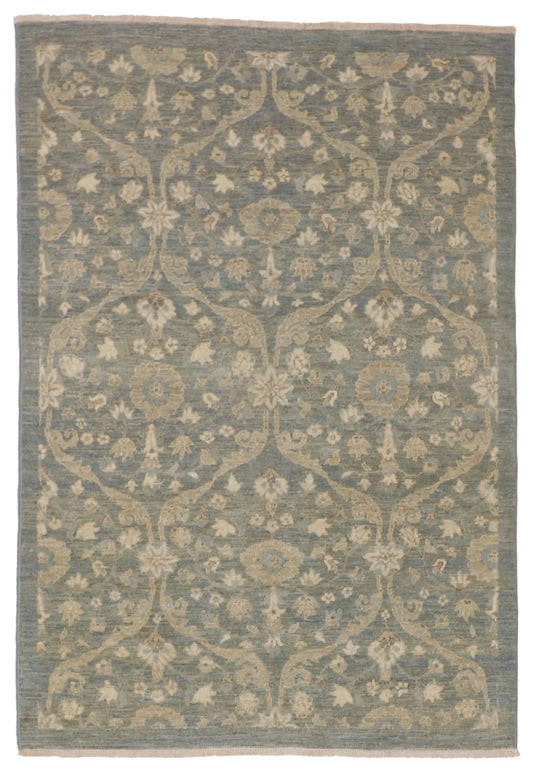 4.2x6 - Mahal Fine/Wool All Over Rectangle - Hand Knotted Rug