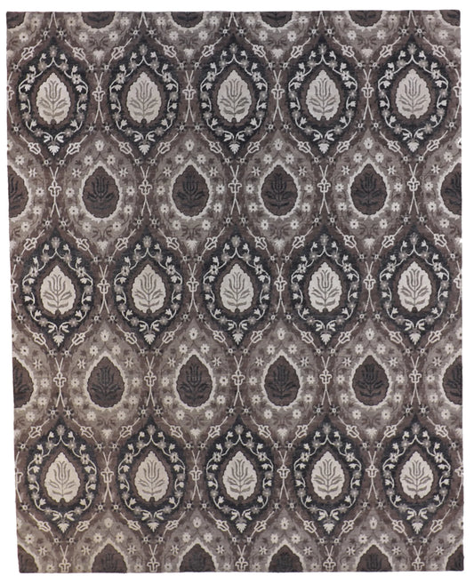 8x10 - Modern Wool/Silk All Over Rectangle - Hand Knotted Rug