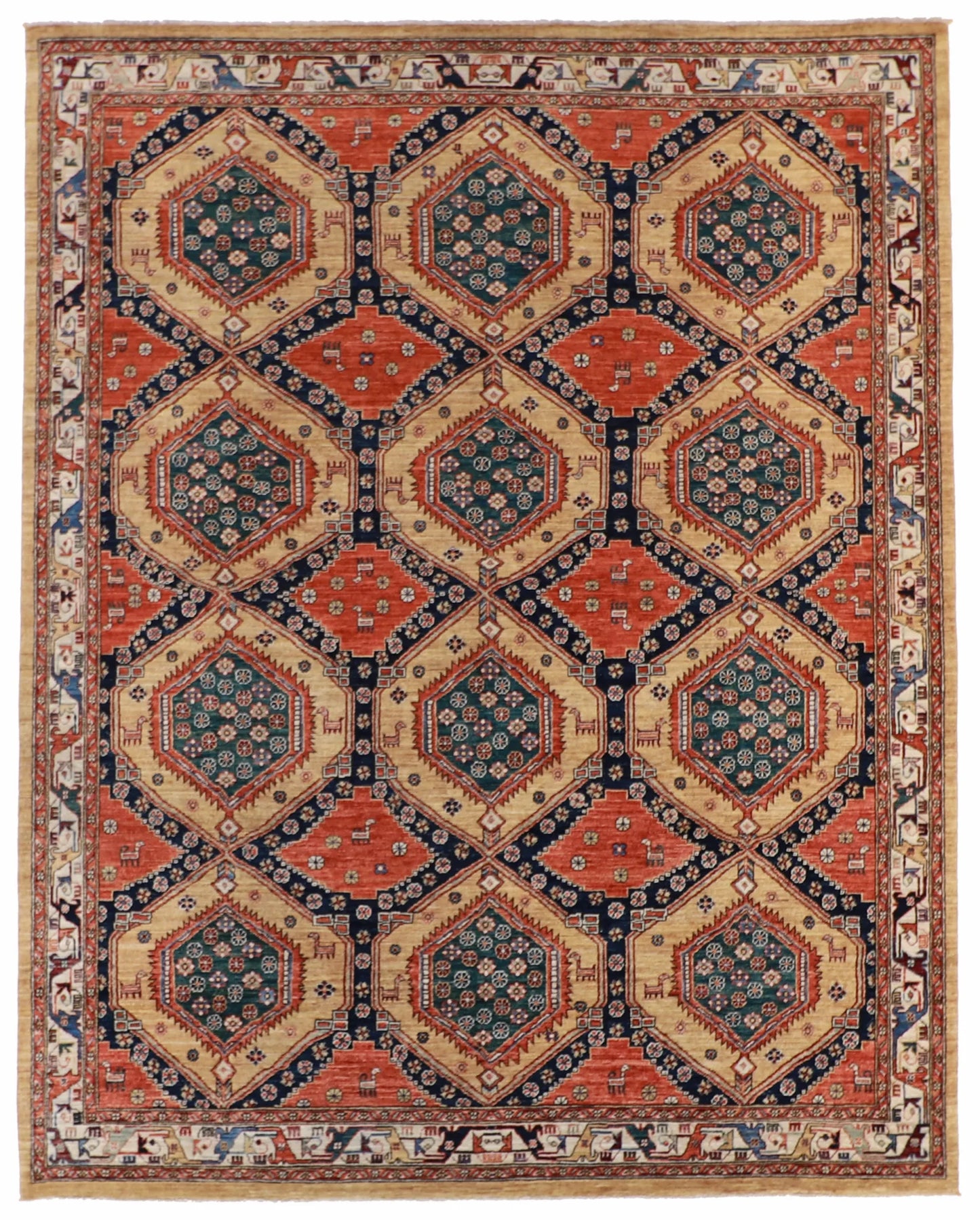 8x10 - Malayer Wool All Over Rectangle - Hand Knotted Rug